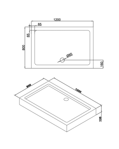Піддон Eger A Lány 80x120x13,5 прямокутний 599-550/2