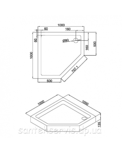 Душова кабіна Eger A Lány з піддоном 599-553 Black 100 * 100, п'ятикутна, чорний профіль