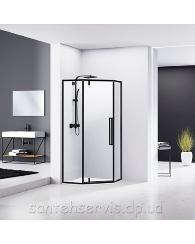 Душова кабіна Eger A Lány з піддоном 599-553 Black 100 * 100, п'ятикутна, чорний профіль