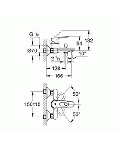 Смеситель Grohe BauLoop для ванны, однорычажный 23341000