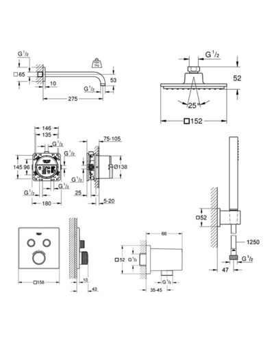 Душова система Grohe Smartcontrol Cube Набір прихованого монтажу 23409SC0