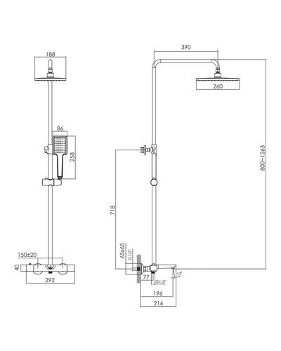 Душова система Imprese BILOVEC для ванни з термостатом T-10256