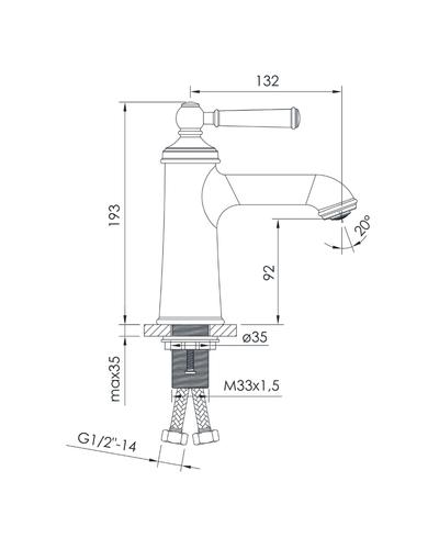 Змішувач Imprese Hydrant для умивальника, хром, 35 ​​мм ZMK031806010