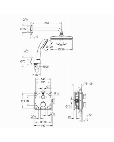 Набір для душу 7 в 1 Grohe Grohtherm 34727000