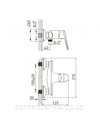 Смеситель Volle NEMO для душа 15143100
