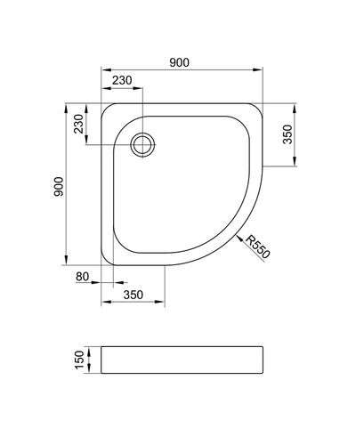 Піддон Eger Tokai 90х90x15 напівкруглий 599-07/2-15