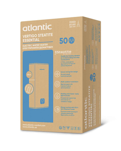Бойлер плоский Atlantic Vertigo Steatite Essential 50 MP-040 2F 220G (1500W)