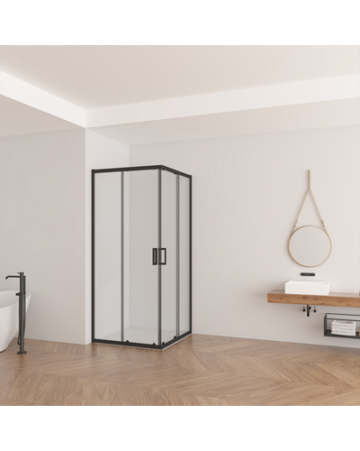 Душевая кабина Domospa by Ravak Slide XSLRV2-90 чёрный мат Transparent RKUC500029