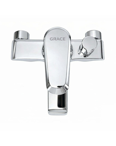 Змішувач Grace настінний для ванни з коротким виливом, з ручною лійкою і шлангом TORA хром