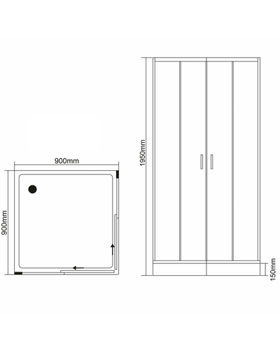 Душевой бокс Grace 90x90x195см квадратный хром, переднее стекло 5мм прозрачное SLD-319СН
