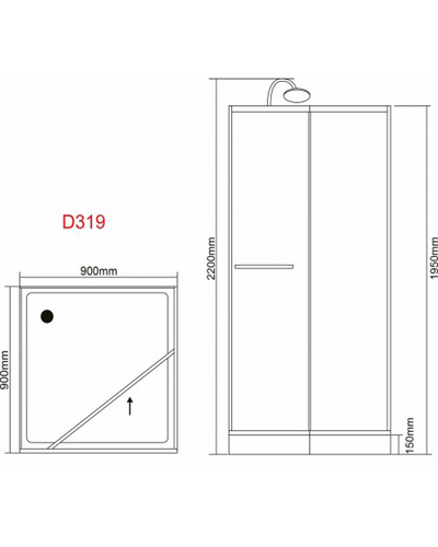 Душовий бокс Grace 90x90x195см квадратний чорний, переднє скло 5мм прозоре SLD-319В
