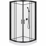 Душевой бокс Grace 90x90x195см полукруглый чёрный, переднее стекло 5мм прозрачное A105(224)В
