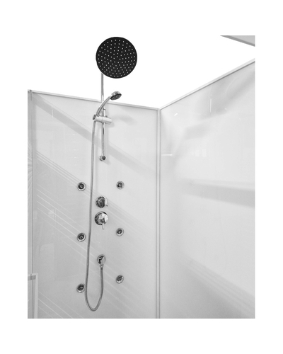 Душевой бокс Grace 90x90x195см квадратный белый, переднее стекло 5мм белая полоса SLD-319W