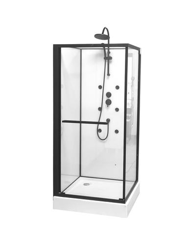 Гидробокс Grace 90x90x195см квадратный чёрный, переднее стекло 5мм прозрачное SLD-319В