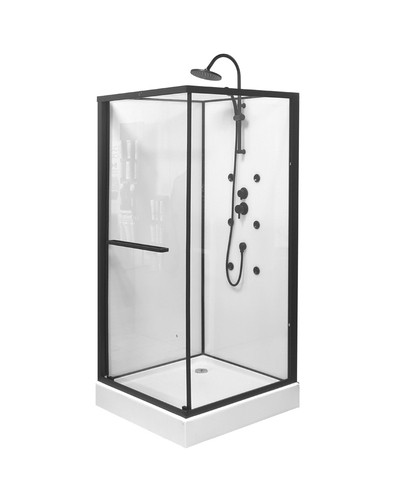 Гидробокс Grace 90x90x195см квадратный чёрный, переднее стекло 5мм прозрачное SLD-319В