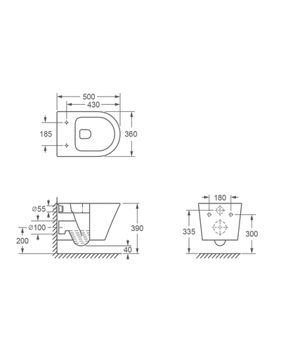 Унитаз подвесной Grace Rem Vortex с сидением WH8001B