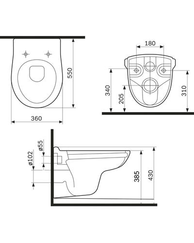 Унітаз підвісний Grace Rio Rimless з сидінням WH8005