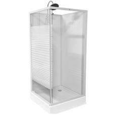 Душевой бокс Grace 90x90x195см квадратный белый, переднее стекло 5мм белая полоса SLD-319W