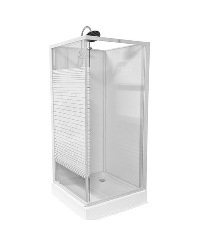 Душевой бокс Grace 90x90x195см квадратный белый, переднее стекло 5мм белая полоса SLD-319W
