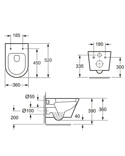 Унітаз підвісний Grace Grof Rimless з сидінням WH8003