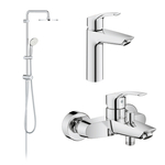 Набір змішувачів Grohe Eurosmart New 3 в 1 для ванни та душу, хром (UA123246R0)