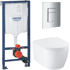 Инсталляция Grohe Rapid SL 38536001 с унитазом Grohe Bau Ceramic кнопка хром 38536BS
