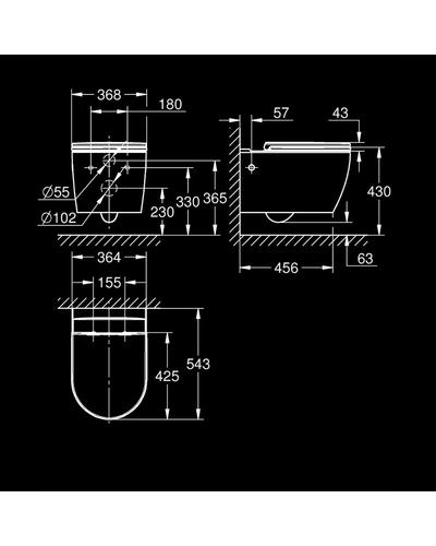 Унитаз подвесной Grohe Bau Ceramic с сиденьем микролифт 103860SH00 Унитаз подвесной Grohe Bau Ceramic с сиденьем микролифт 103860SH00