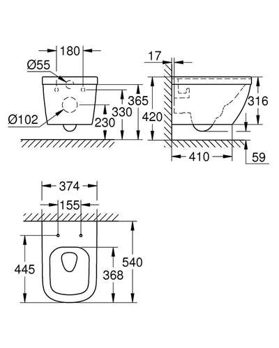 Унітаз підвісний Grohe EuroCeramic 54 з сидінням Softclose 39328000/39330001