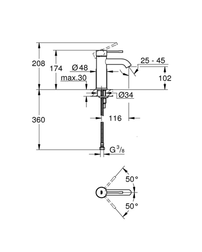 Змішувач для раковини Grohe Essence S-Size 24172KF1