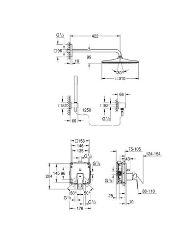 Душова система Grohe Eurocube Rainshower Mono 310 Cube 25238000