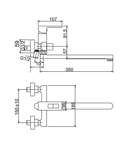Смеситель для ванны Haiba Kant 006 Euro (HB9602)