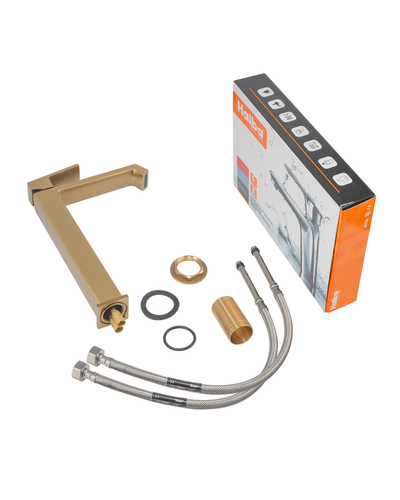 Смеситель для умывальника Haiba Gaudi 001 (HIGH) Brushed Gold (HB9597)