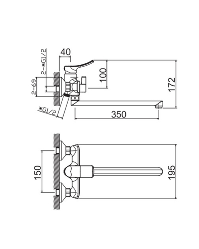 Змішувач для ванни Haiba Bolero 006 Euro (HB9577)