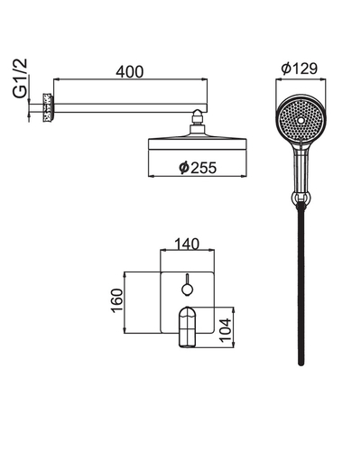 Вбудована душова система Haiba Bolero 003 (Inner) зі змішувачем та тропічним душем (HB9640)