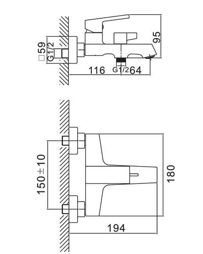 Смеситель для ванны Haiba Gaudi 009 Euro (HB9594)