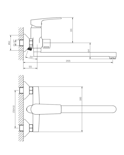 Смеситель для ванны Haiba Troya 006 Euro (HB9660)