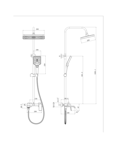 Душова система зі змішувачем Haiba Gaudi 009-J Graphite (HB9643)