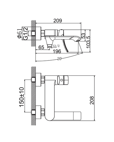 Змішувач для ванни Haiba Bolero 009 короткий вилив з поворотним перемикачем (HB9578)