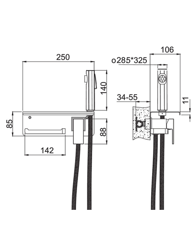 Смеситель для гигиенического душа Haiba Gaudi 069 с держателем для туалетной бумаги (HB9596)