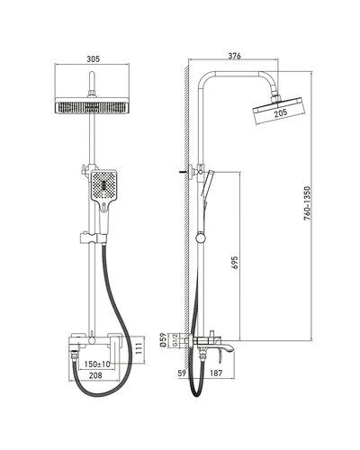 Душевая система со смесителем Haiba Monaco 009-J (HB9654)