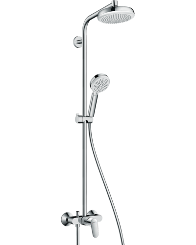 Душова система Hansgrohe Crometta 160 1jet Showerpipe зі змішувачем, білий / хром (27266400)