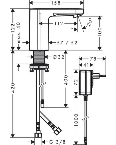 Змішувач для умивальника сенсорний Hansgrohe Vernis Blend 230 V без регулювання температури, хром (71501000)