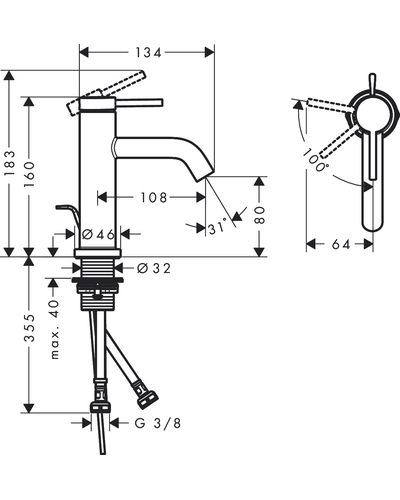 Змішувач Hansgrohe Tecturis S 80 CoolStart для умивальника, Chrome (73302000)