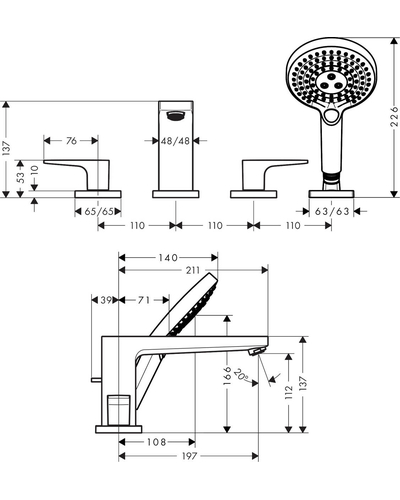 Змішувач для ванни Hansgrohe Metropol (32553000)