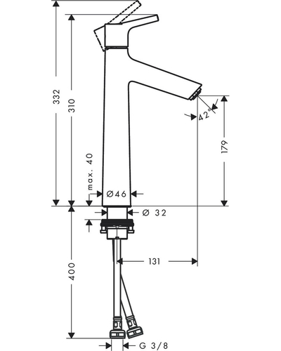 Змішувач для умивальника Hansgrohe Talis S 190 без донного клапана, хром (72032000)