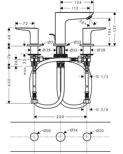 Змішувач для умивальника Hansgrohe Talis E (71733990)