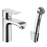 Змішувач для раковини Hansgrohe Mertis з гігієнічним душем і донним клапаном Push-Open, хром (31285000)