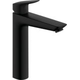 Смеситель hansgrohe Logis для раковины с высоким изливом и сливным гарнитуром, черный матовый 71090670