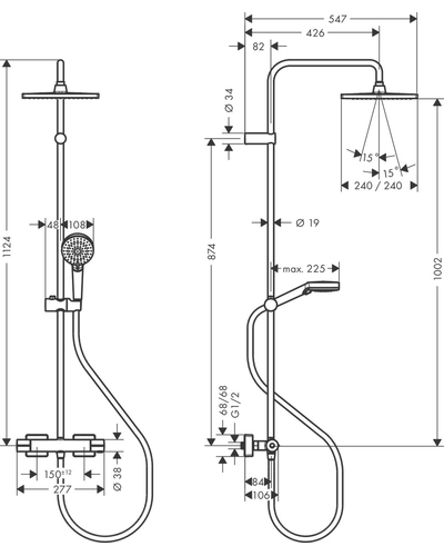 Душова система Hansgrohe Vernis Shape Showerpipe 240 1jet з термостатом, Matt Black (26427670)