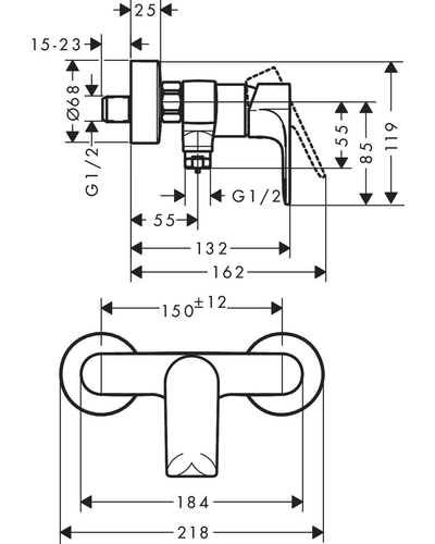 Змішувач для душу Hansgrohe Rebris E, Matt Black (72650670)